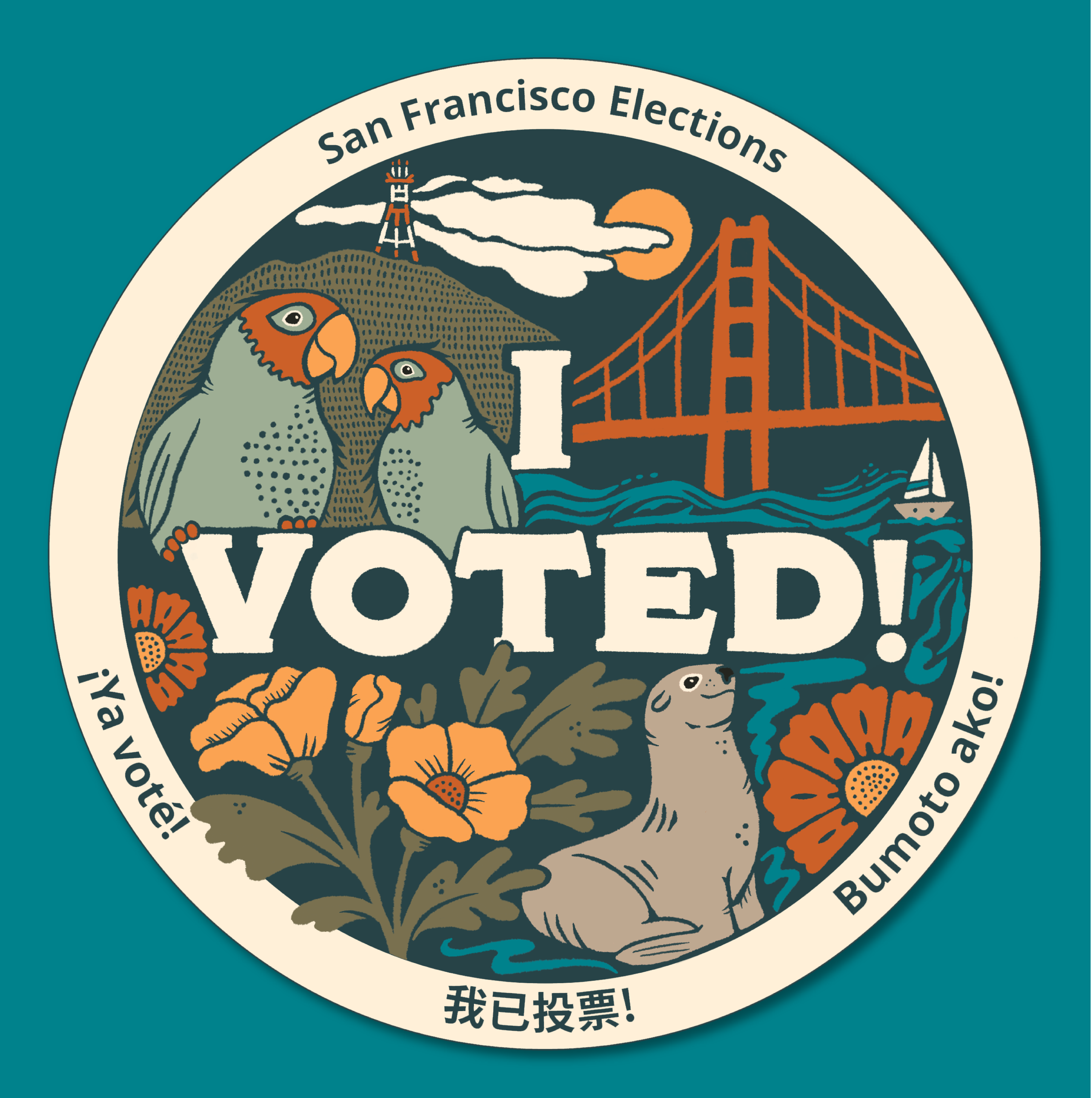 Hollis Callas Creates “I Voted!” Sticker for SF Department of Elections